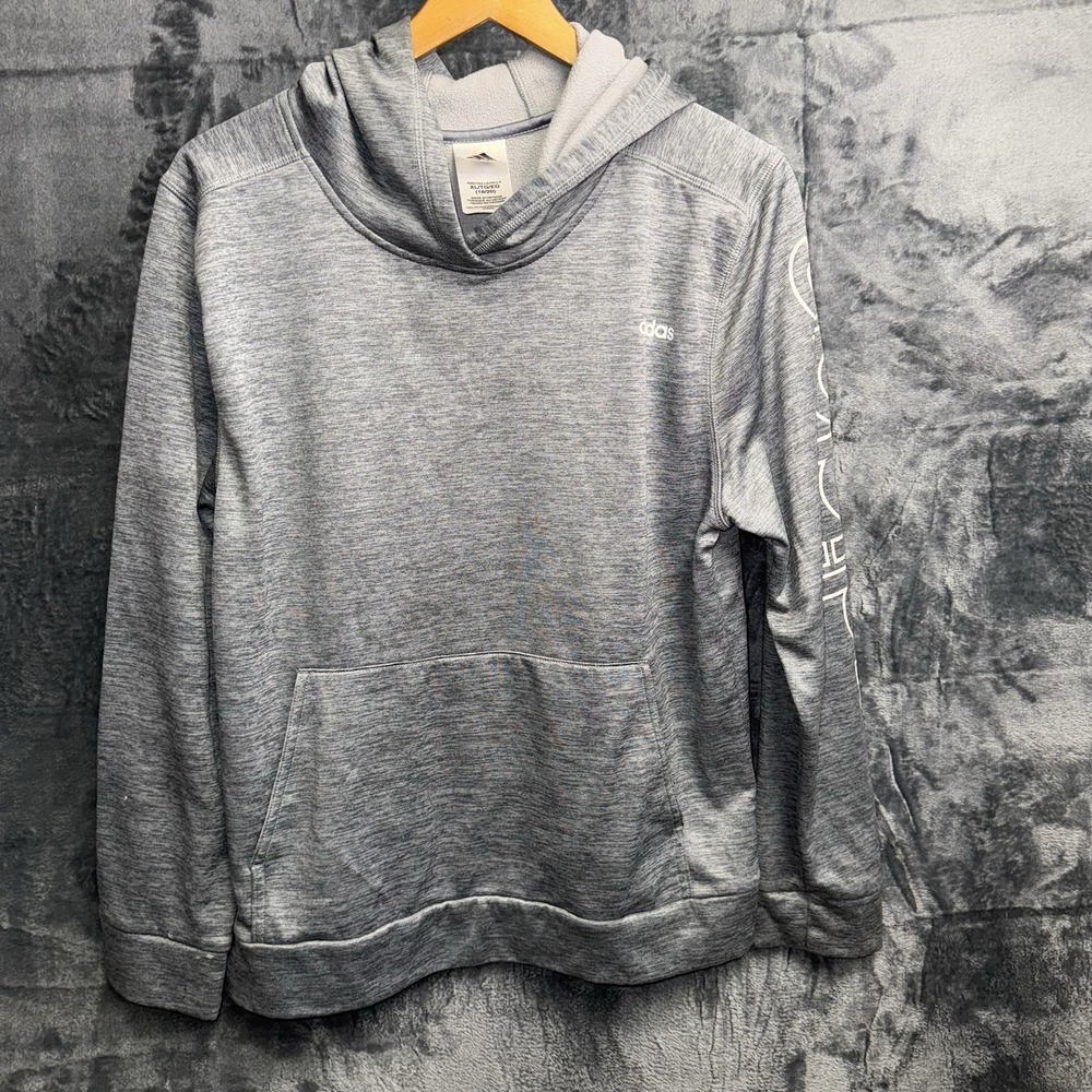 Adidas Boys' Active Sport Athletic  Hooded Sweatshirt Grey 091 Large 18/20